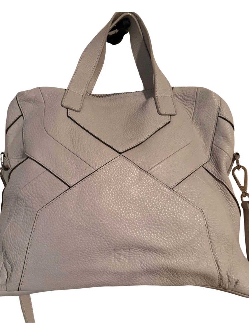 Christopher Kon Women’s Medium Leather Satchel crossbody Bag in Light Gray